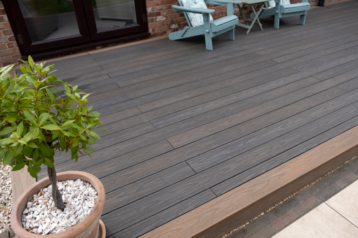 Modern decking outside a home